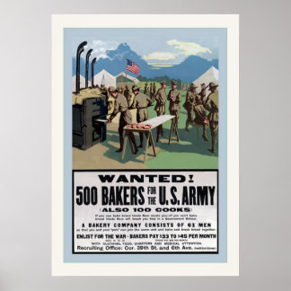Affiche RECHERCHÉ ! ~ 500 Bakers ~ Guerre mondiale Vintage