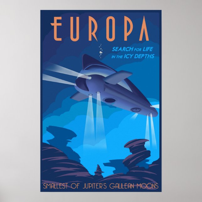 Affiche Recherche de vie sur la lune de Jupiter Europa (Devant)