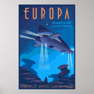 Affiche Recherche pendant la vie sur l'Europa de la lune
