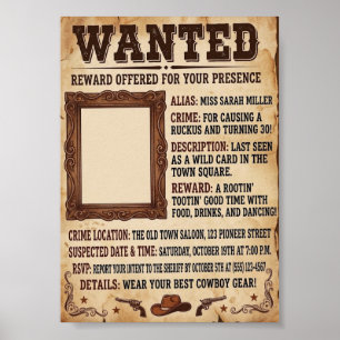 Affiche Recherchée – Style Cowboy Western Vintage