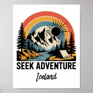 Affiche Rechercher Aventure Extérieur Vacances Islande