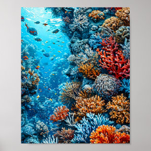 Affiche 🌊 Récif de corail coloré sous l'eau Océan Nature