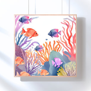Affiche Récif de corail Poisson coloré de l'océan à l'aq