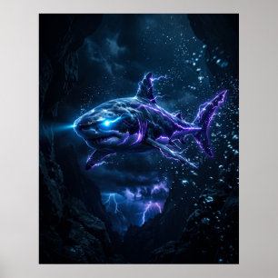 Affiche Recif de Requin Électrique Art de Courant Chargé