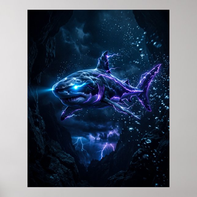 Affiche Recif de Requin Électrique Art de Courant Chargé (Devant)