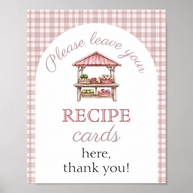 Affiche recipe card Pink Country market Bridal Shower sign (Devant)