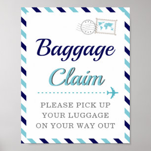 Affiche Réclamation de bagages bleu marine Table de faveur