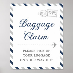 Affiche Réclamation de bagages gris marine Table de faveur