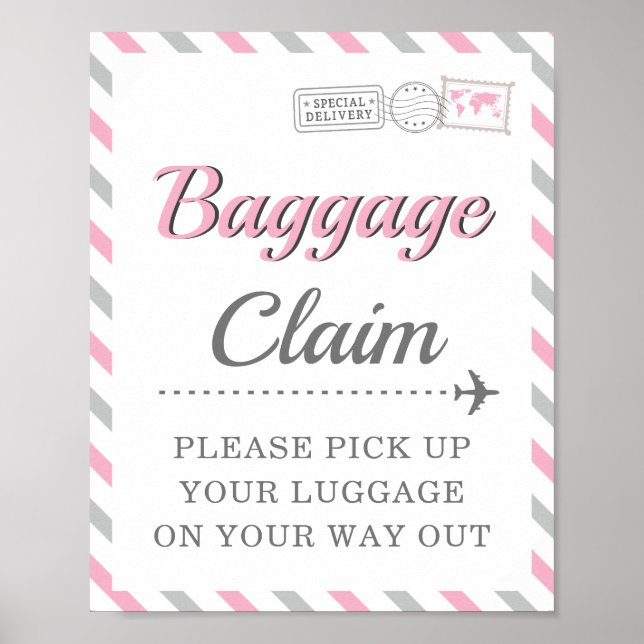 Affiche Réclamation des bagages Voyage Avion Faveur de fêt (Devant)
