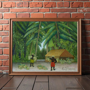 Affiche Récolte de bananes