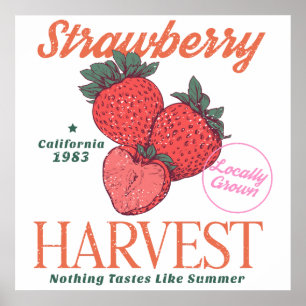 Affiche Récolte de fraises vintage Cuisine Californie