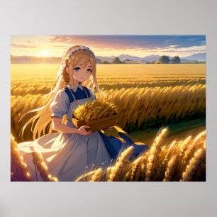 Affiche Récolte du matin : Champs d'Anime