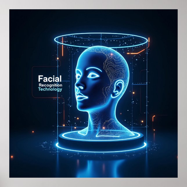 Affiche "Reconnaissance faciale stimulée par l'IA (Devant)