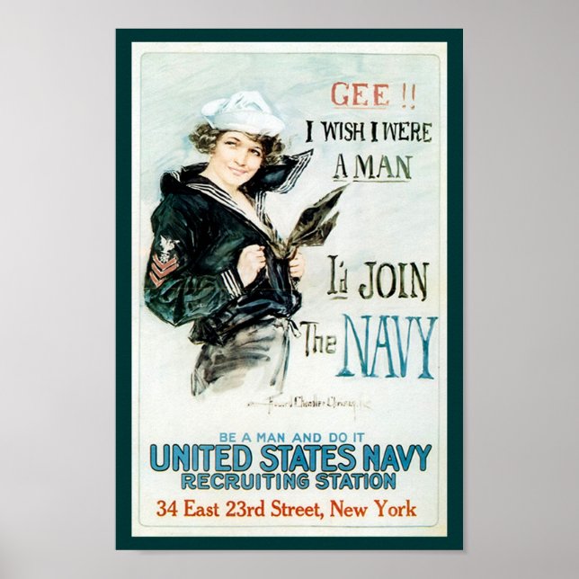 Affiche Recrutement de la marine de la Première Guerre mon (Devant)
