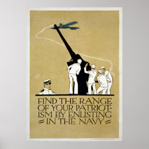 Affiche Recrutement de la Marine vintage de la Seconde Gue