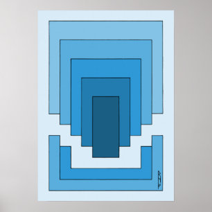 Affiche Rectangle Abstrait en bleu