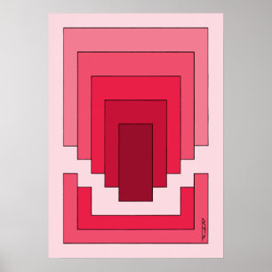 Affiche Rectangle Abstrait en rouge