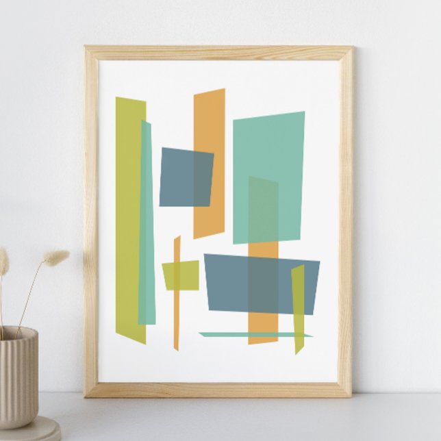 Affiche Rectangles Abstraits Transparents Vert Orange Bleu (Créateur téléchargé)