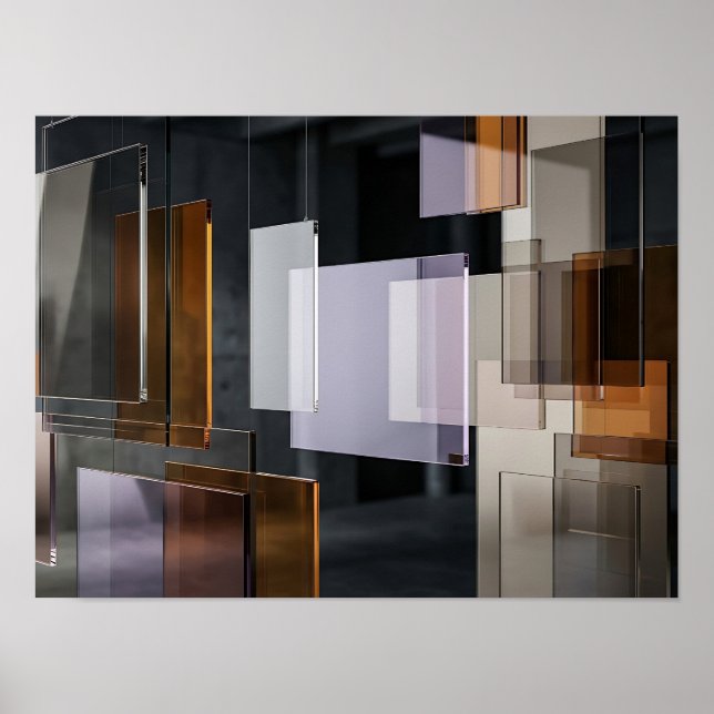 Affiche Rectangles de verre translucide superposés sur un  (Devant)