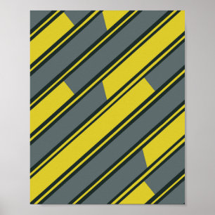 Affiche Rectangles diagonales en gris jaune et gris foncé