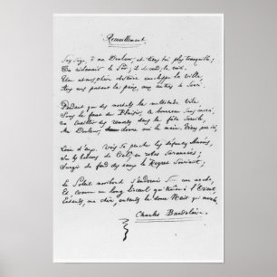 Affiche Recueillement', signé sonnet, 1861