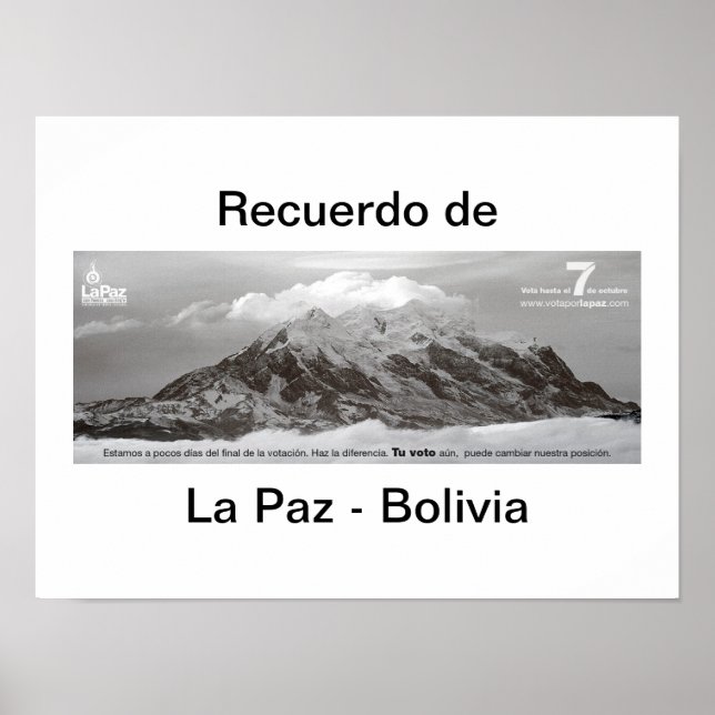 Affiche recuerdo de Las Paz (Devant)