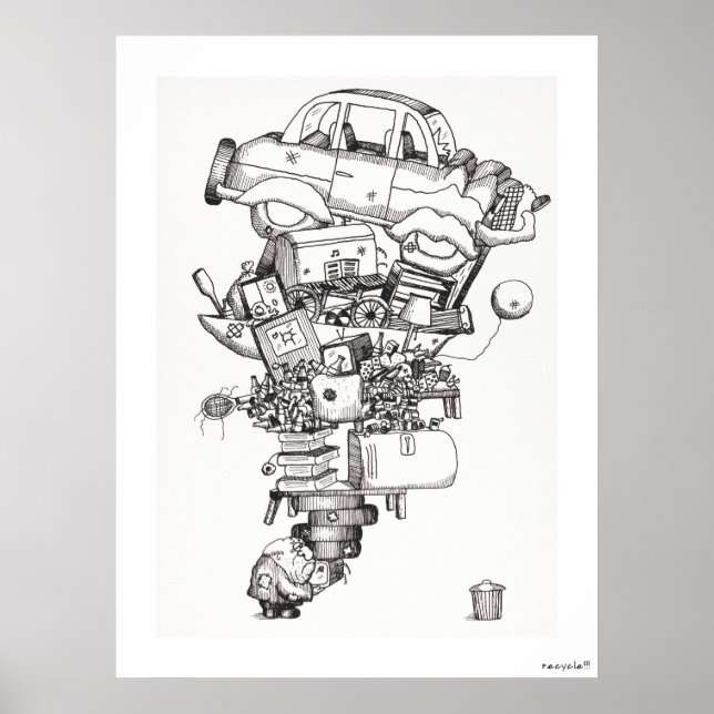 Affiche Recycle (1970) vintage illustré (Devant)