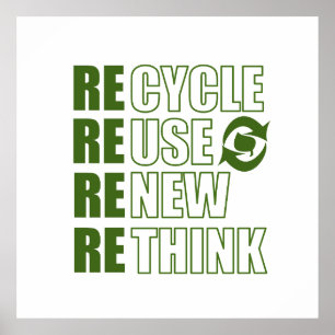 Affiche Recycler réduire la réutilisation renouveler repen
