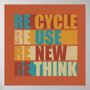 Affiche Recycler réduire réutiliser renouveler repenser