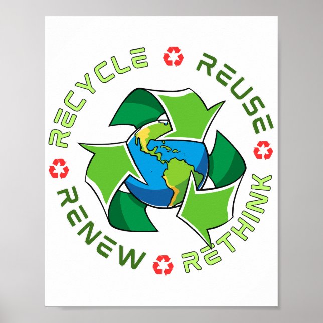 Affiche Recycler, Réutiliser, Renouveler, Repenser. Sauvez (Devant)