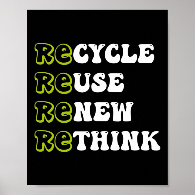 Affiche Recycler Réutiliser Réutiliser Repenser Pour Recyc (Devant)