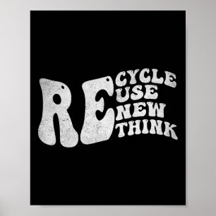 Affiche Recycler Réutiliser Réutiliser Repenser Retro Jour