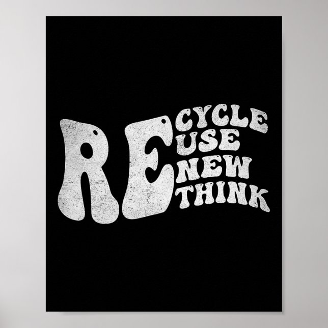 Affiche Recycler Réutiliser Réutiliser Repenser Retro Jour (Devant)