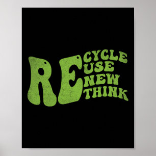 Affiche Recycler Réutiliser Réutiliser Repenser Retro Jour