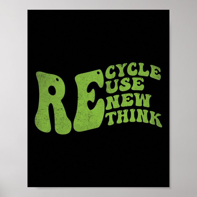 Affiche Recycler Réutiliser Réutiliser Repenser Retro Jour (Devant)