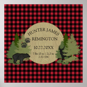 Affiche Red and Black Buffalo Check Plaid Baby Boy Nursery