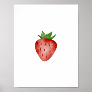 Affiche Red and Green Strawberry Summer Spring Fruit Poste