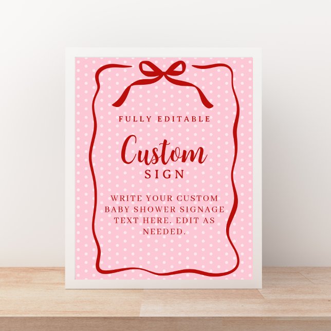 Affiche Red and Pink Valentines Baby Shower Custom Sign (Créateur téléchargé)