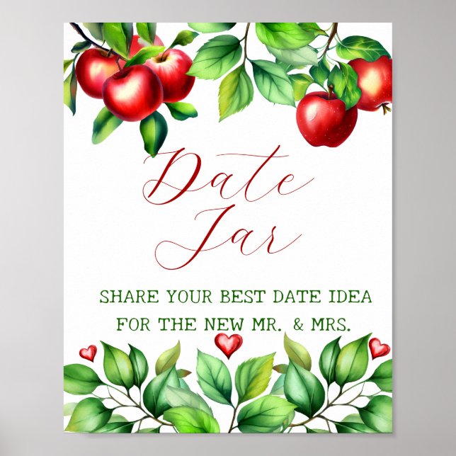Affiche Red Apple Date Night Ideas. Date Jar Jar jeu nupti (Devant)
