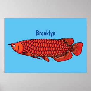 Affiche Red Arowana fish cartoon
