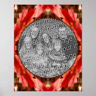 Affiche Red Autumn Leaves Nature Frame Ajouter Votre Photo