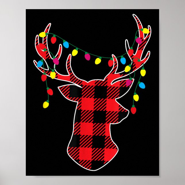 Affiche Red Black Christmas Buffalo Plaid Deer Women Men K (Devant)