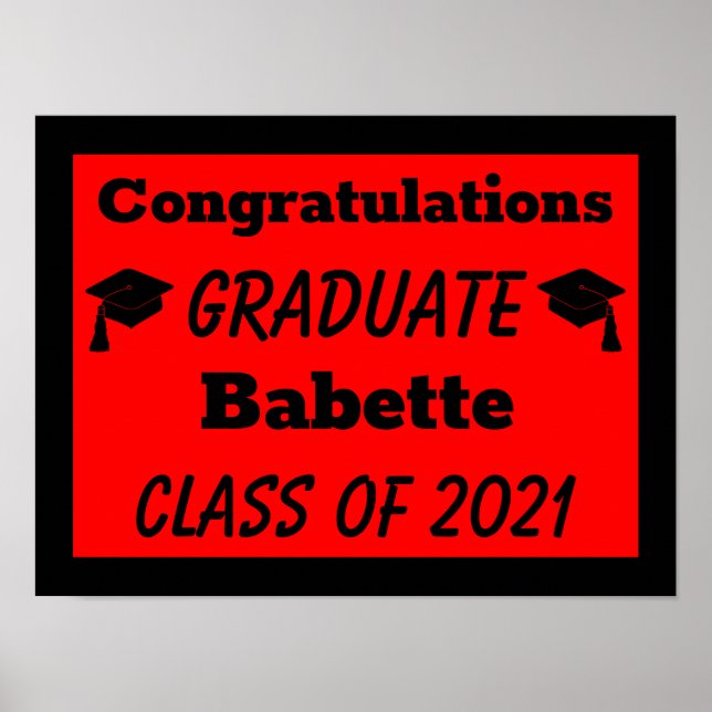 Affiche Red Black Congratulations Graduation (Devant)