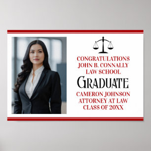 Affiche Red Black Law School Photo Graduation Party