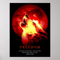 Red Black Motivational Wolf Howls Imprimer