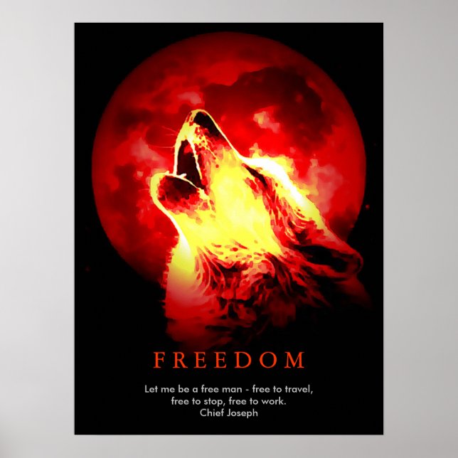 Affiche Red Black Motivational Wolf Howls Imprimer (Devant)