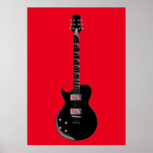 Affiche Red Black Pop Art Electric Guitar