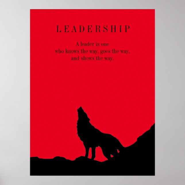 Affiche Red Black Pop Art Leadership Wolf Howling (Devant)