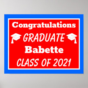 Affiche Red Blue Congratulations Graduation
