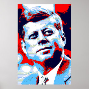 Affiche Red Blue Pop Art JFK John F. Kennedy